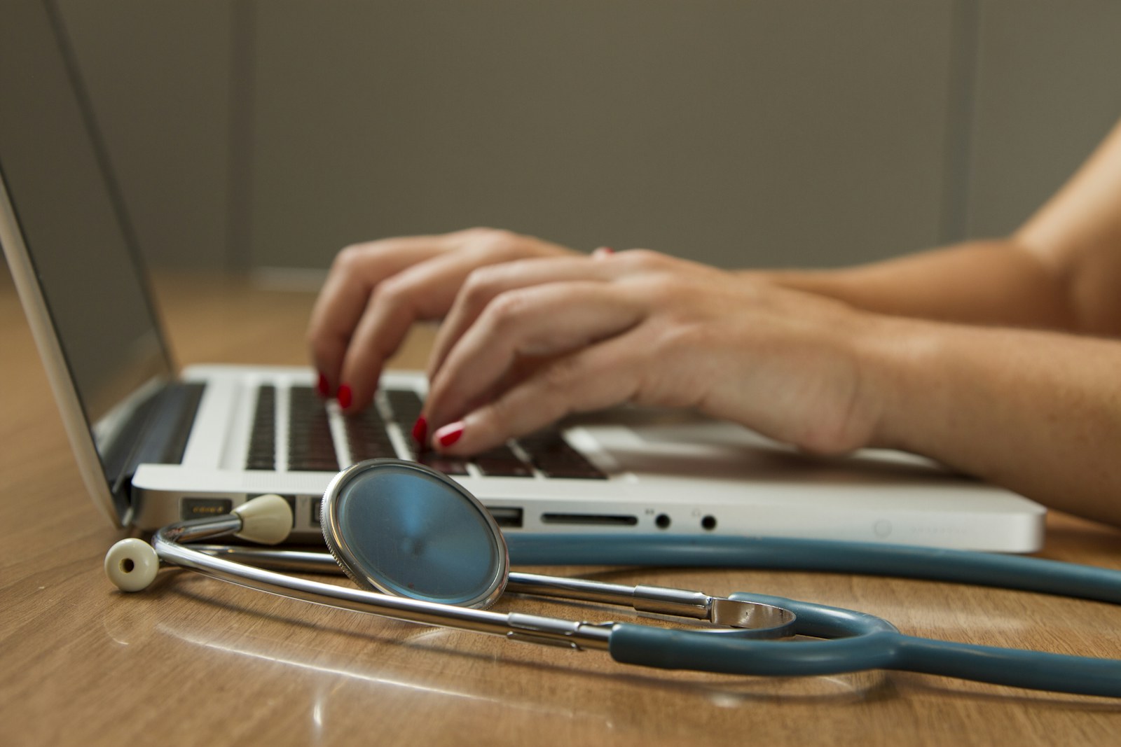 Health and science learning materials in a laboratory setting.